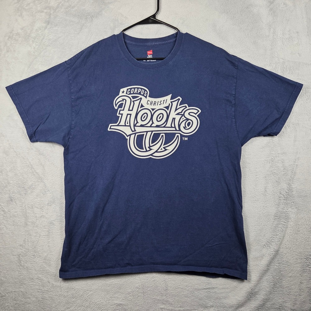 Hanes T-Shirt Mens XL Blue Excellent Corpus Christi Hooks Baseball CPL Graphic